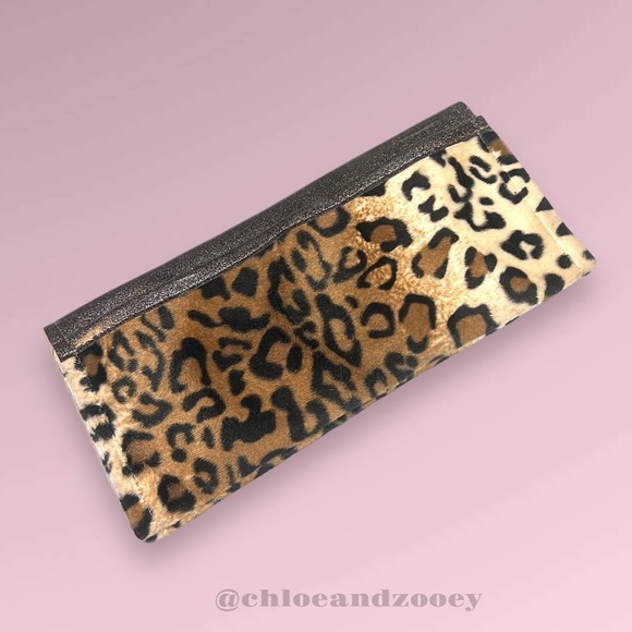 Y2K VINTAGE NWT Trophy Queen Gunmetal Gray Glitter / Leopard Clutch 🍒 RARE Pinup - Picture 8 of 11